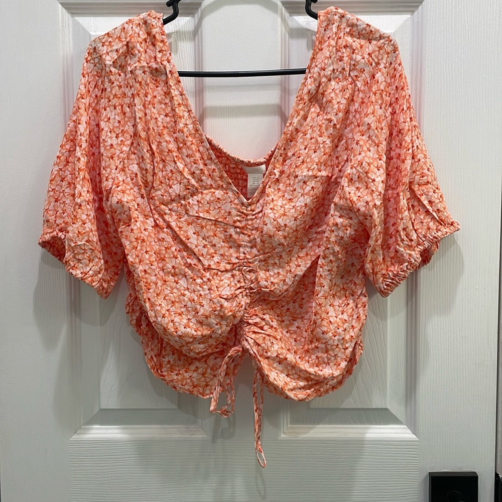 H&M drawstring smocked blouse